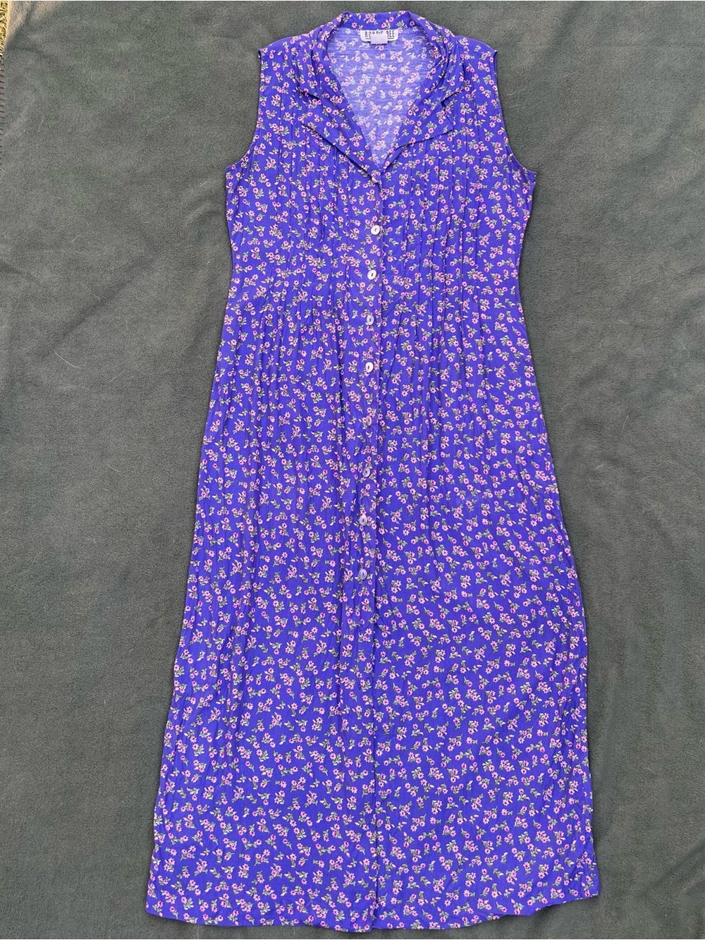 Vintage Purple Floral Sleeveless Maxi Dress